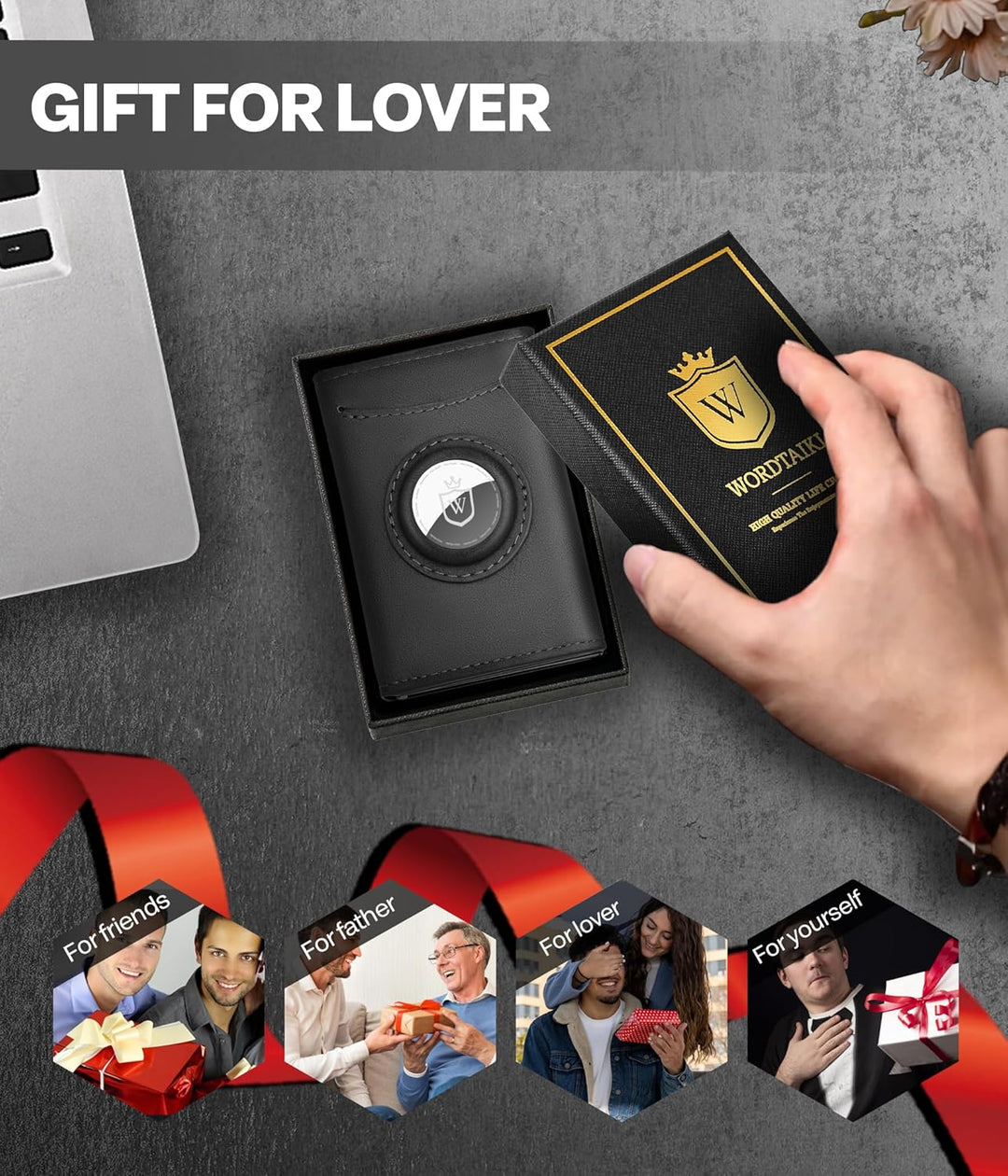 Wordtaiki Billetera inteligente para hombre para AirTag, billetera...