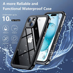 SPIDERCASE Funda impermeable para iPhone 15, lente y protector de pantalla integrados, protección de alta resistencia, 12 pies, funda militar a prueba de golpes, a prueba de polvo, color negro