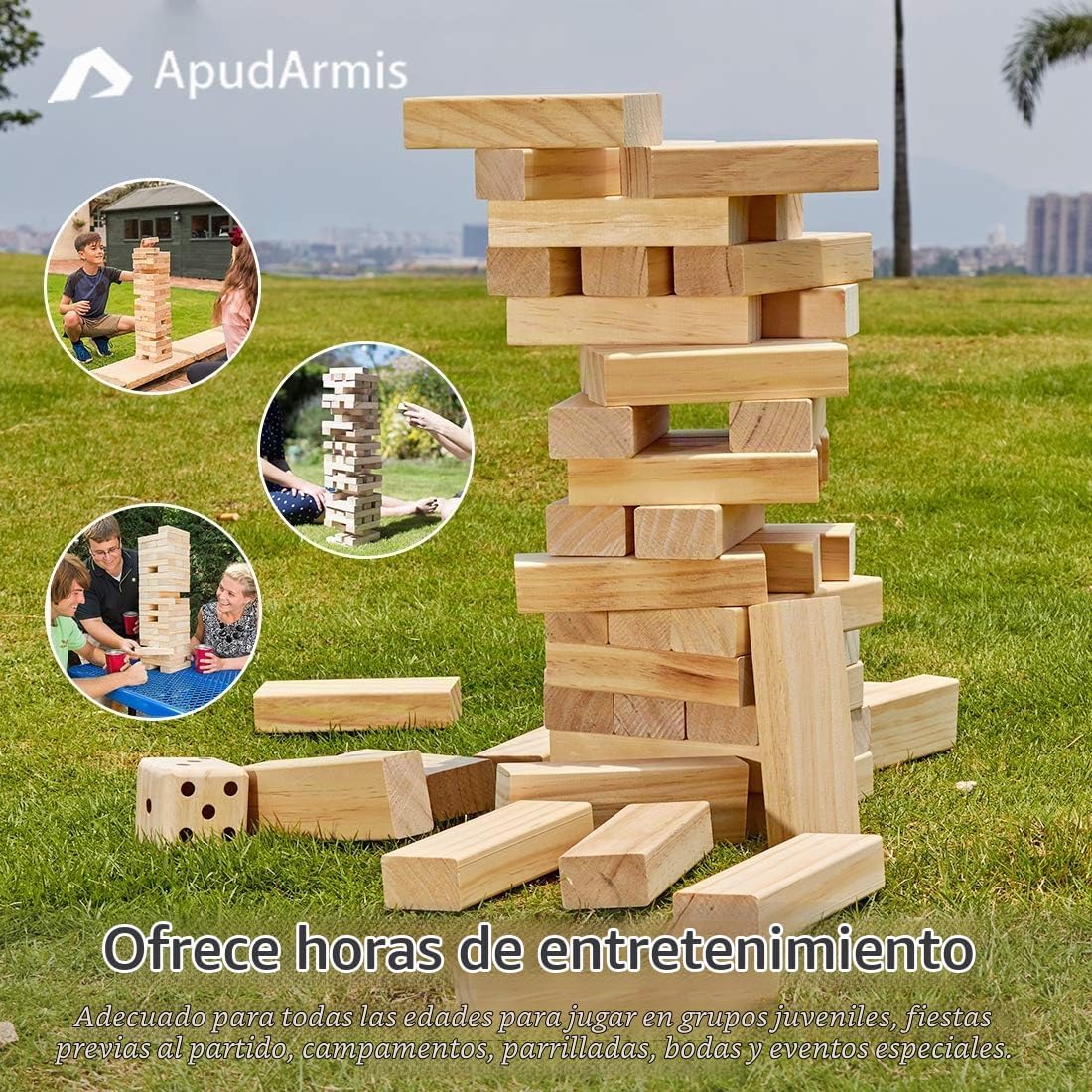 ApudArmis Torre gigante de caída, 54 piezas de pino apilado juego al aire