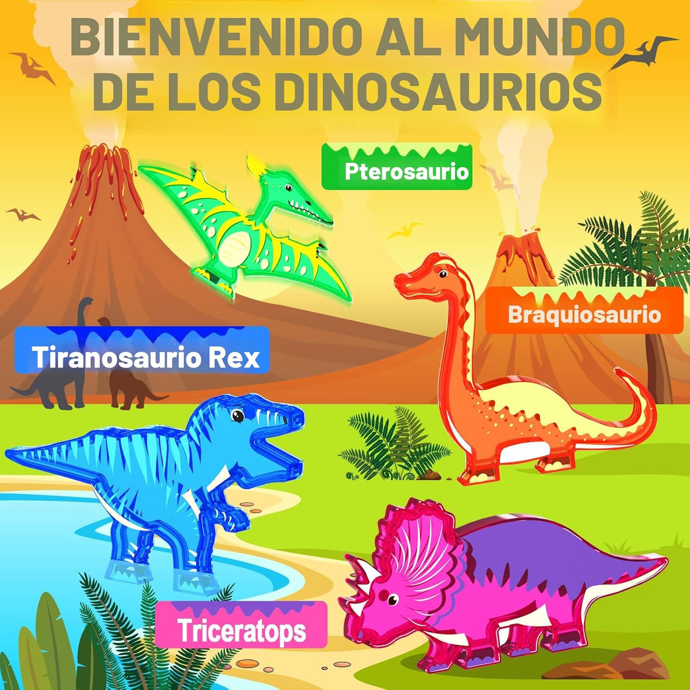 Juguetes de dinosaurio azulejos magnéticos juego del mundo