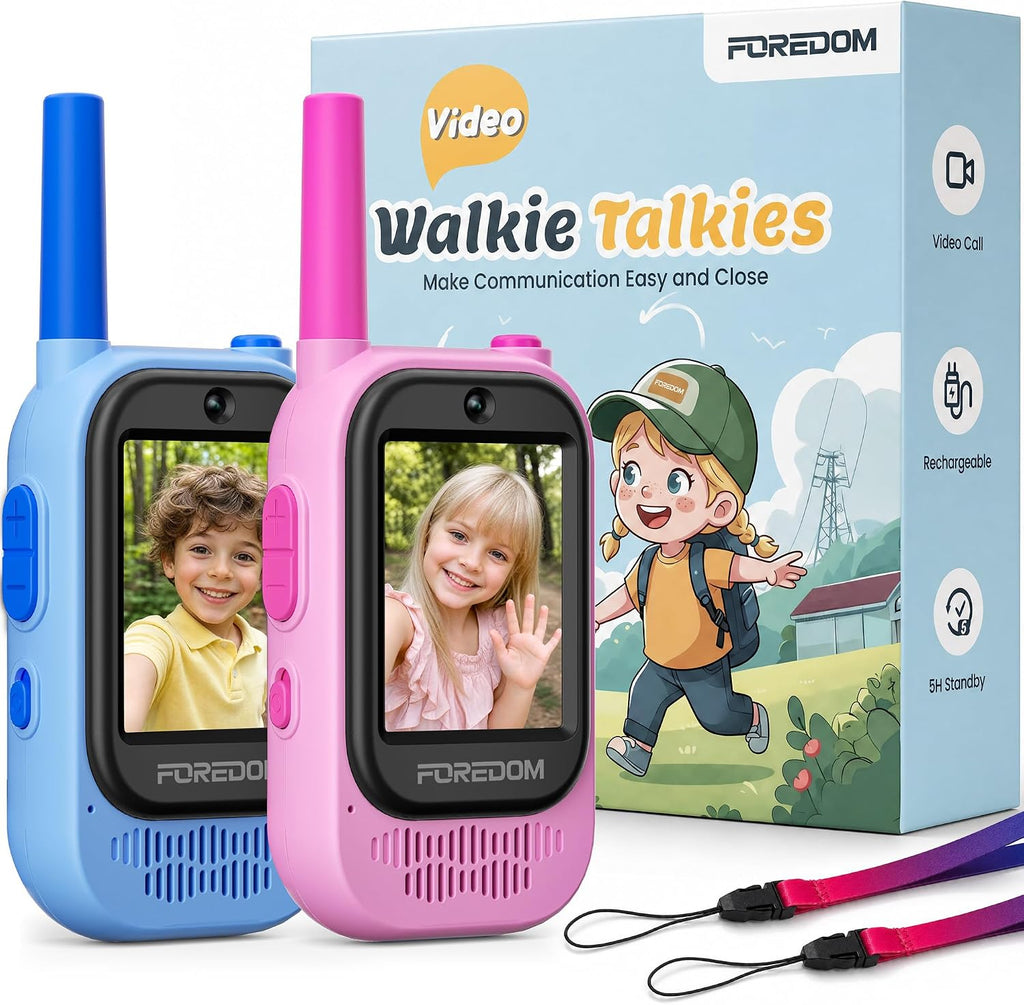 FOREDOM Radio de Video Recargable: Walkie Talkies para Niños, Alcance Largo para Niños y Niñas