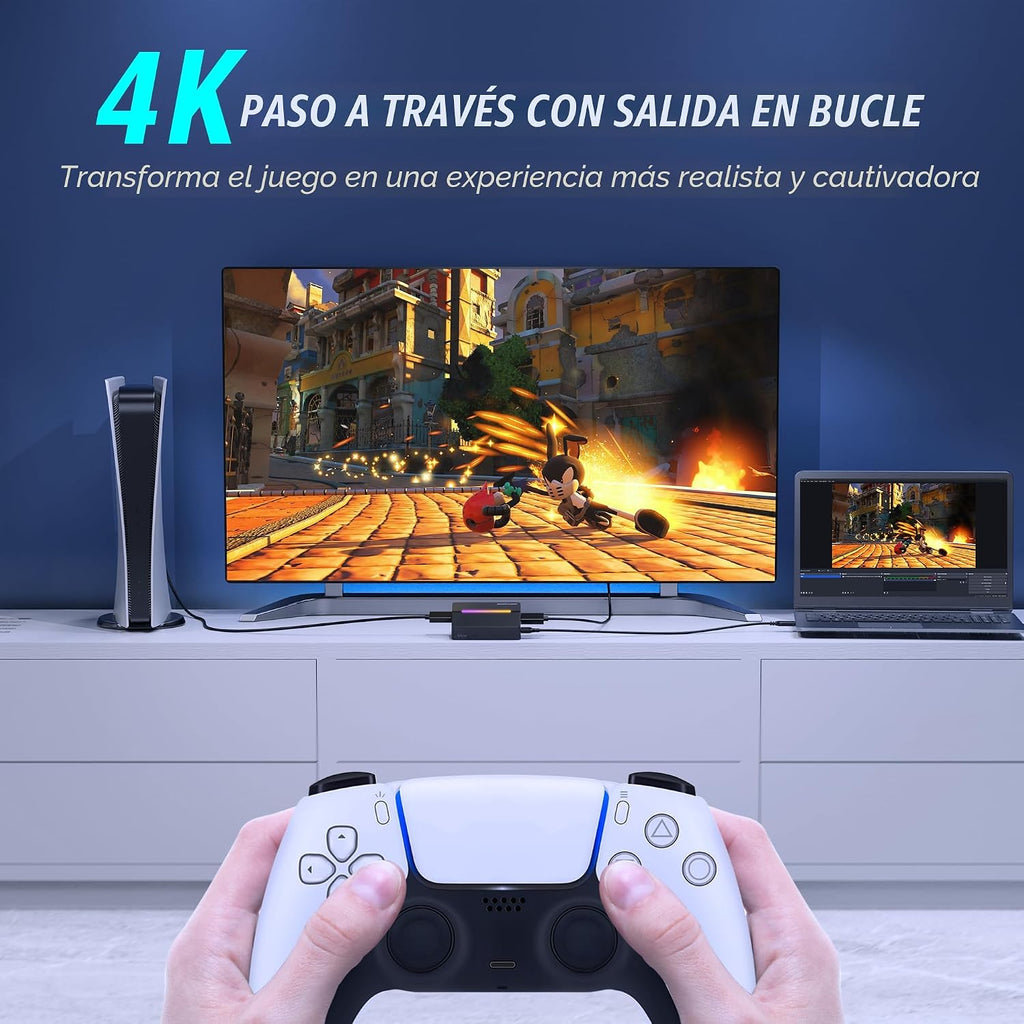 Tarjeta de captura de video Fifine AmpliGame, HD 1080 60fps para audio y video, juegos, transmisión en vivo, tarjeta de captura HDMI 4K a USB compatible con PS4/Windows/Mac OS/Switch/Xbox-V3