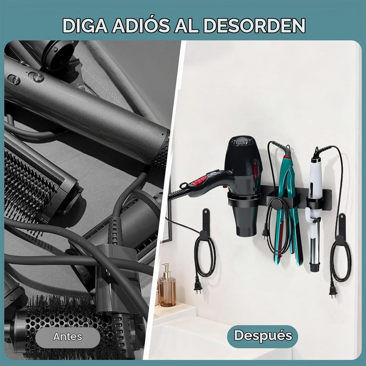 Soporte para secador de pelo montado en la pared, soporte para secadora con