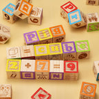 SainSmart Jr. Bloques de madera del alfabeto de 1.73 pulgadas, 30 bloques de construcción que incluyen letras, números y animales, bloques de madera Montessori para niños en edad preescolar