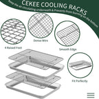 Bandeja de un cuarto de hoja con rejilla de enfriamiento CEKEE [2 bandejas para hornear + 2 rejillas para hornear], bandejas de acero inoxidable CEKEE para galletas y rejilla de alambre - resistentes