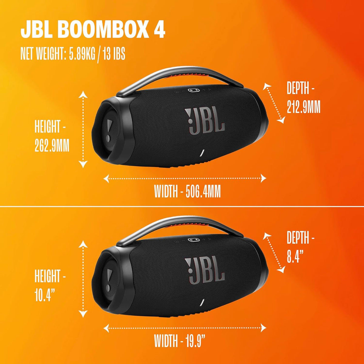 JBL Boombox 4 - Altavoz portátil impermeable más potente con sonido...