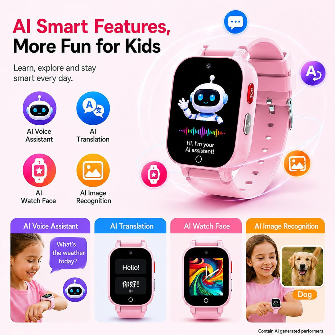 DXPICR Reloj inteligente 4G para niños con rastreador GPS, video y...