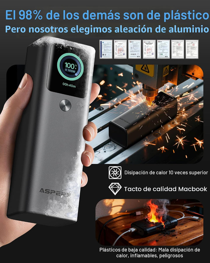 AsperX Banco del poder del ordenador portátil, 165W 20,000mAh retra...