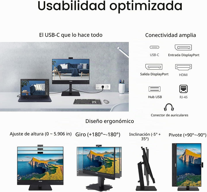 ASUS Monitor de videoconferencia 1080P de 24 pulgadas (BE24ECSNK) -...