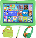 Contixo Paquete de tableta Android Kids de 10 pulgadas, 32 GB, con aplicaciones educativas épicas y Lingokids, controles parentales, funda a prueba de niños con soporte y lápiz capacitivo, auriculares y bolsa de funda, color verde