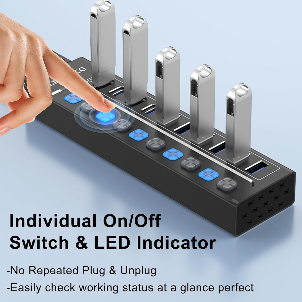 LLYDZKG, LLY-U801, hub USB 3.0 de 10 puertos, alimentado, adaptador 12V/3A