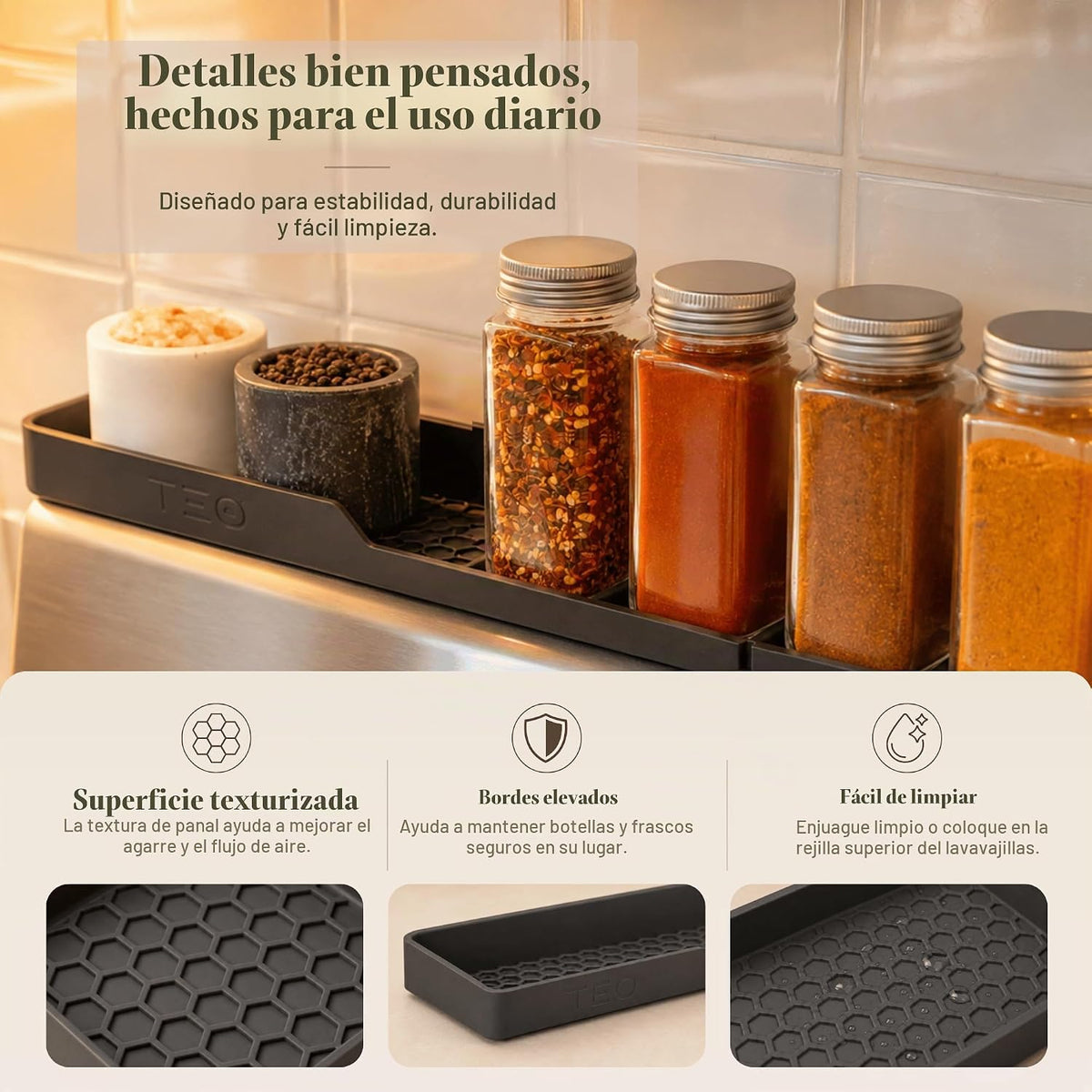 TEO Estante superior magnético de silicona para estufa, estante para