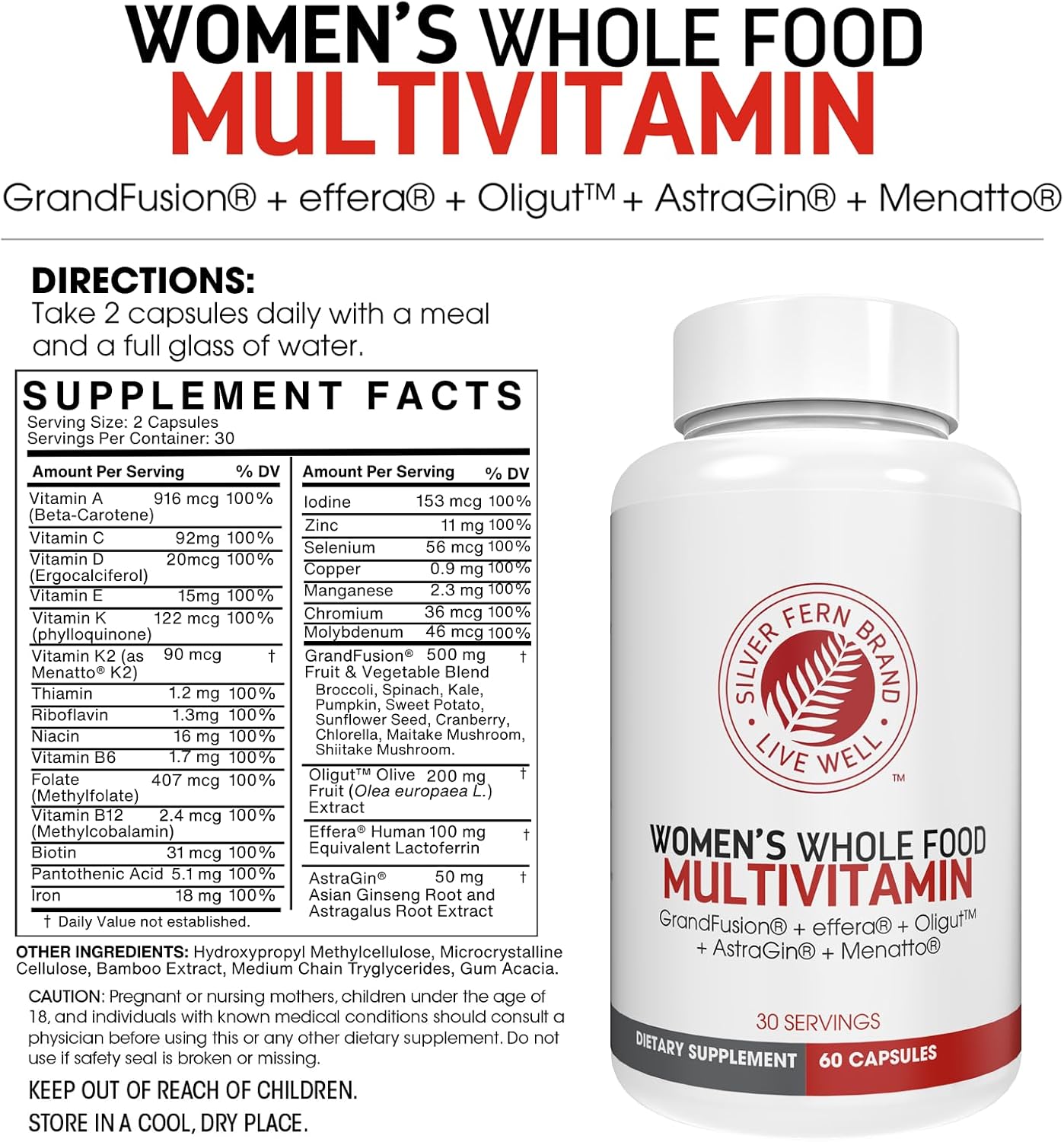 Silver Fern Multivitamínico integral para mujer \u2013 Suplemento d...