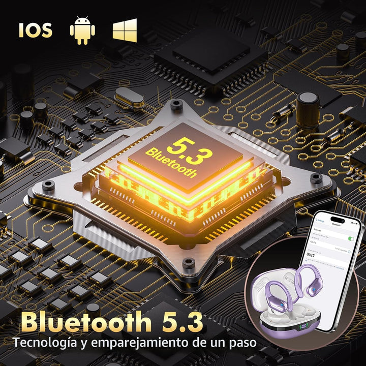 HAOYUYAN Auriculares inalámbricos Bluetooth 5.3 con reproducción de...