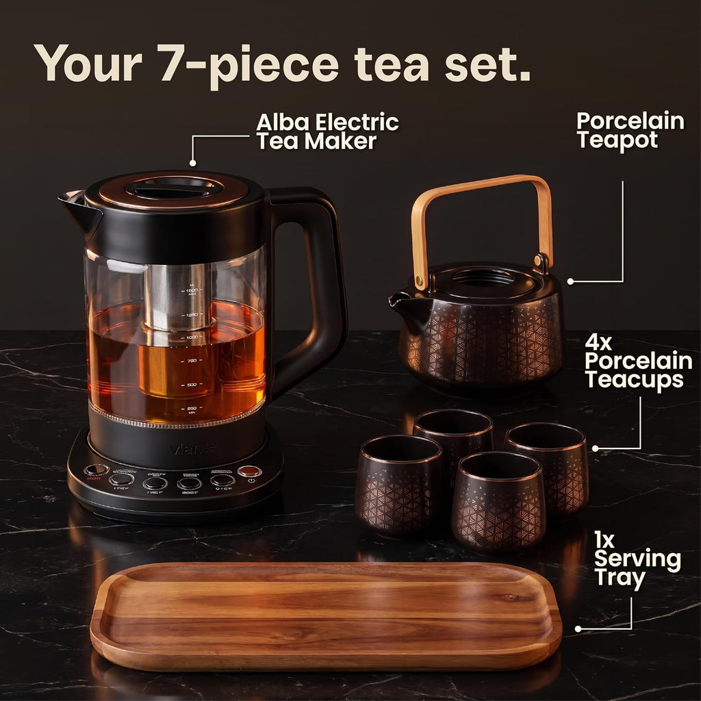 Viante - Juego de té de lujo, hervidor eléctrico con infusor