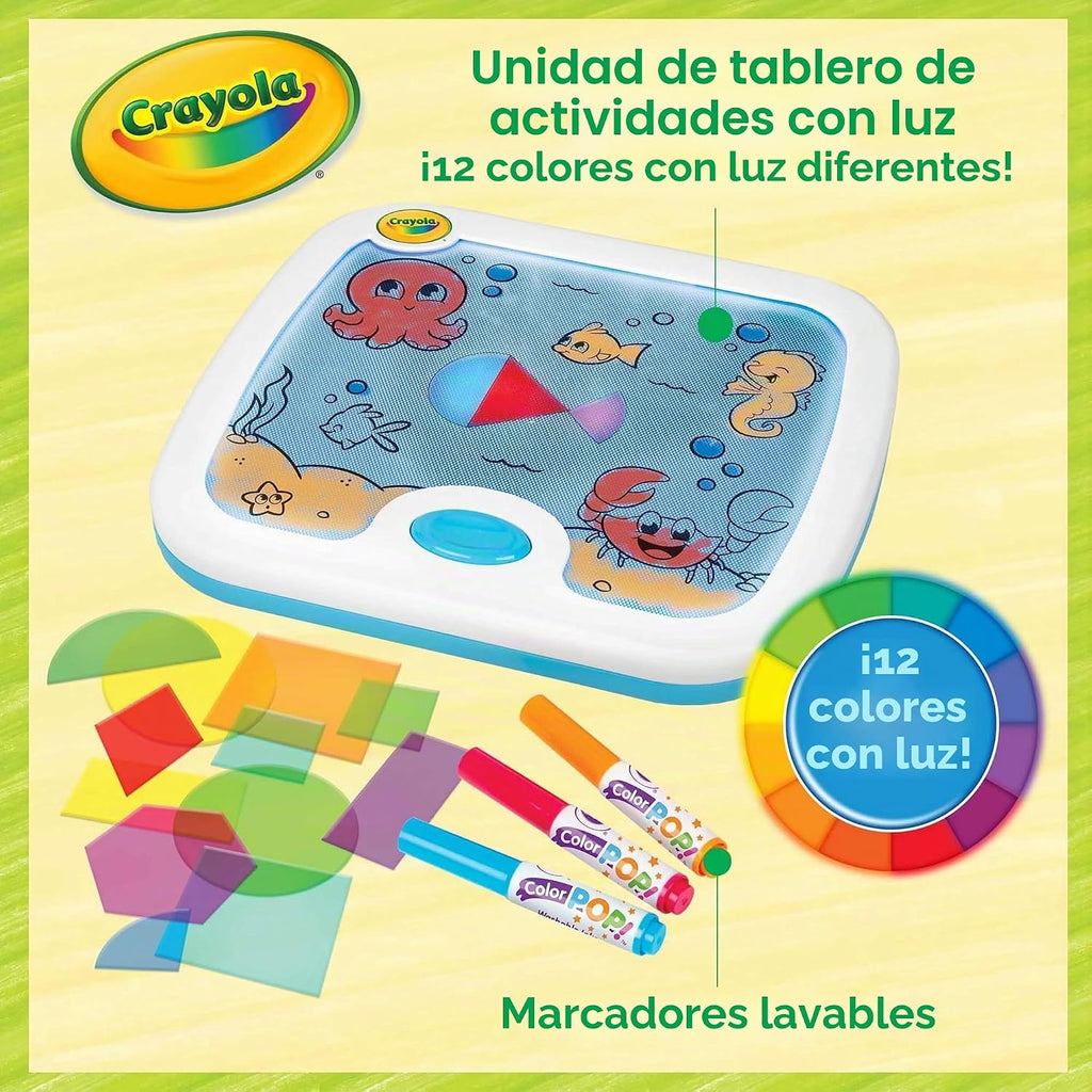 Crayola Tablero de actividades iluminado, juguete sensorial para niños pequeños y niños, caja de luz, tablero para colorear iluminado, juguete educativo, regalo para niños pequeños, a partir de 1 año