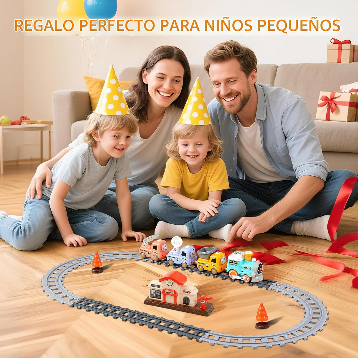 Juego de tren de vapor para niños pequeños de 3 a 5 años, juguete de tren