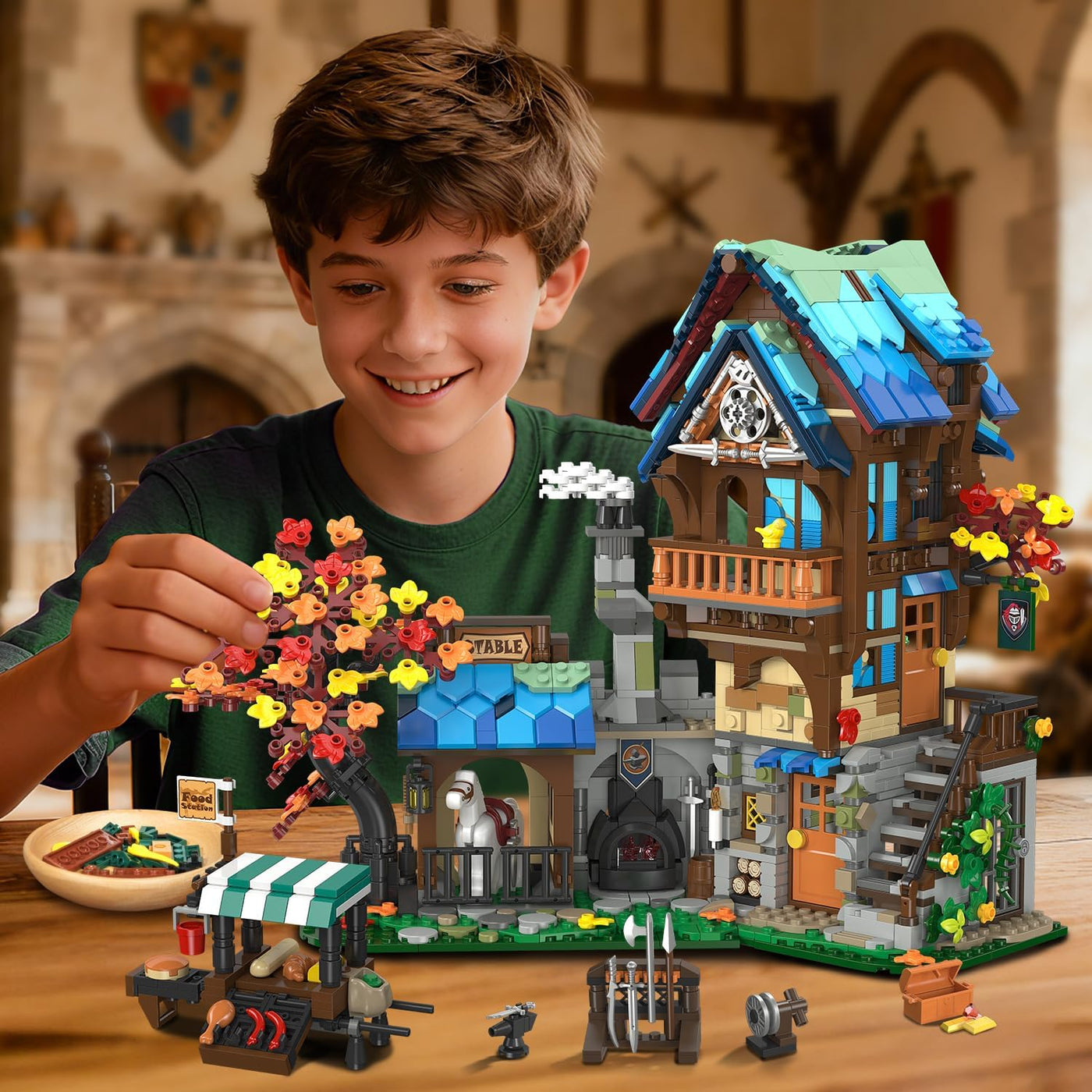Juego de construcción medieval para adultos arquitectura