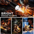 SKYFIRE Linternas de alto lúmenes con lente de encendido y luz de 3 colores, 10000 linterna recargable súper brillante de 3000 lm, zoom, 12 modos, luz táctica impermeable para exteriores