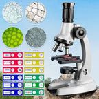 Microscopio para niños, 67 piezas de microscopio científico para niños con microscopio 100X-1200X, diapositivas y herramientas, kit de experimentos científicos, proyecto STEM, juguete de regalo para niños y niñas principiantes 3-5 5-7 8-12