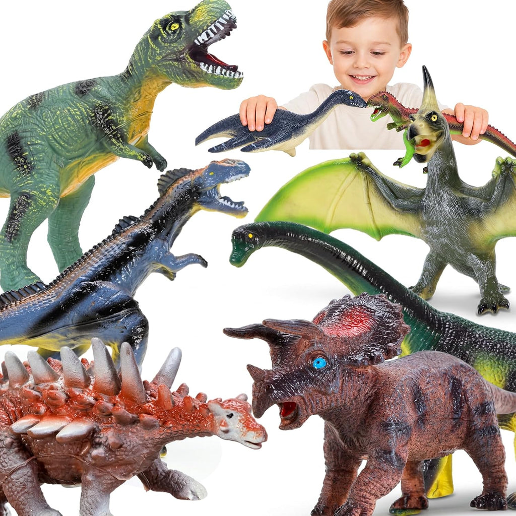 MUGEYMYD 8 piezas de juguetes de dinosaurios grandes para niños de 3 a 5