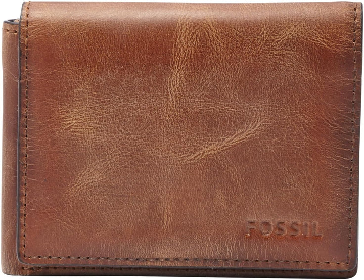 Cartera de piel plegada para hombre Fossil