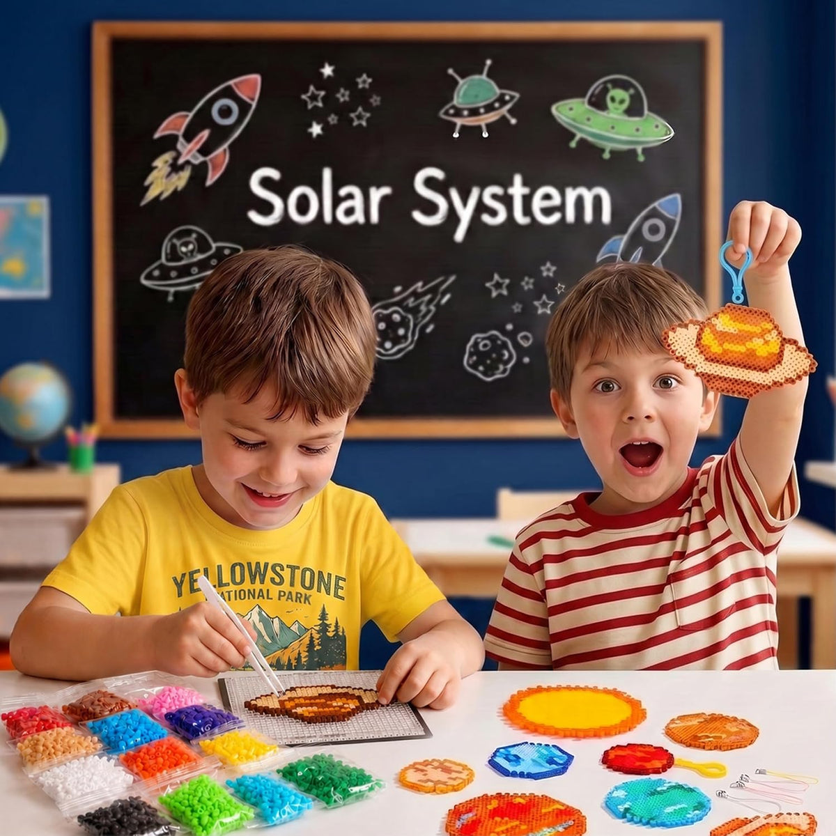 Caydo Kit de cuentas fusibles del sistema solar, juguetes STEM de ciencia