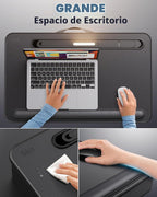 SAIJI Lap Desk con luz LED, bandeja portátil para laptop con cojín