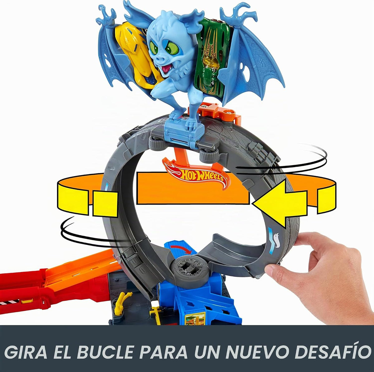Hot Wheels City Bat Loop Attack Playset y coche de juguete a escala 1:64