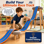 Pistas flexibles de 15 pies de pista de carreras flexibles para niños, juego de pista de auto de bricolaje con autos de rebote 1/64, pistas de carreras enrollables portátiles con ventosas fuertes