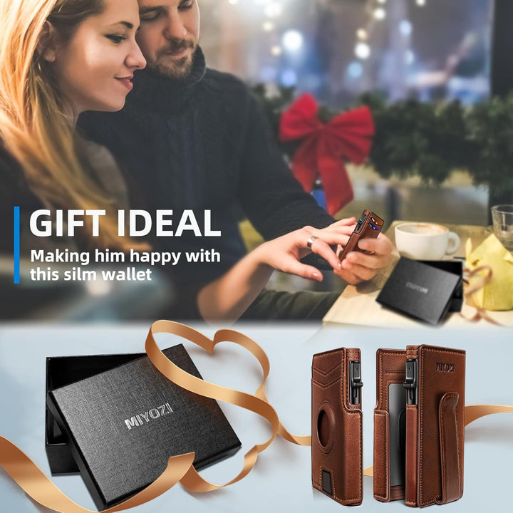 Miyozi - Billetera Airtag para hombre, con clip de dinero, estuche...
