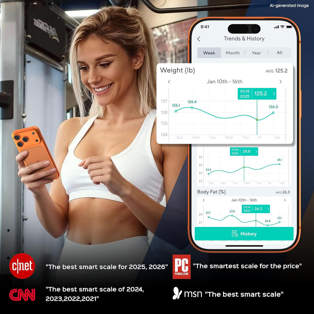 Wyze - Báscula de baño inteligente, Bluetooth, 400 libras, color blanco