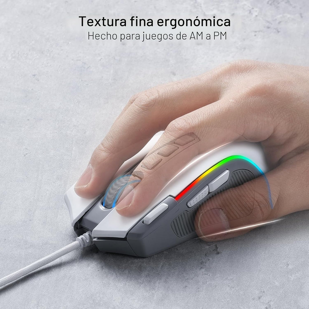 Redragon M612 RGB Ratón para juegos con cable, ratón óptico de 8000...