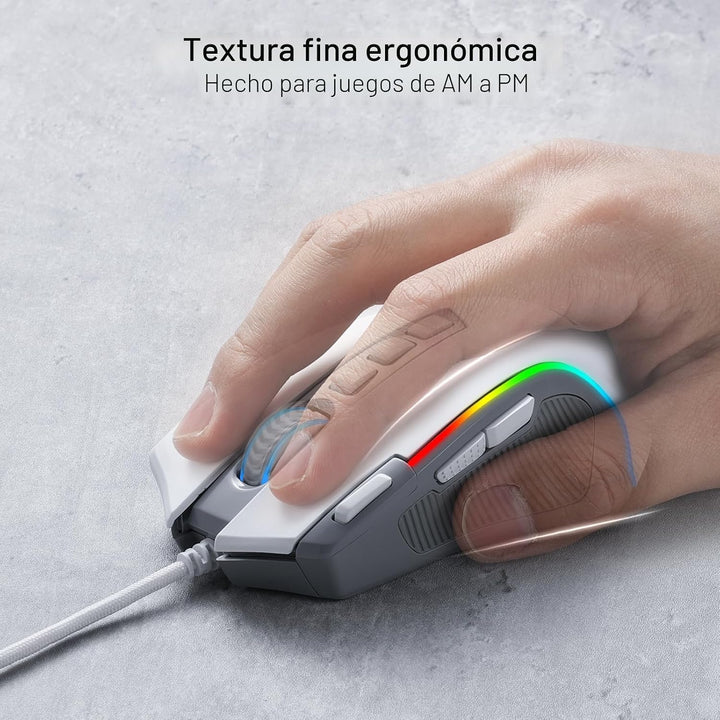 Redragon M612 RGB Ratón para juegos con cable, ratón óptico de 8000...