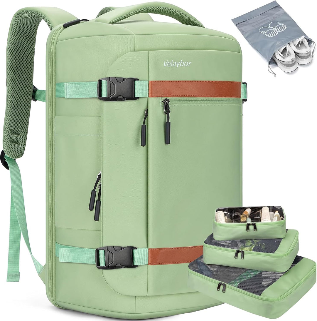 Velaybor Mochila de viaje de 42L con 4 cubos de embalaje, bolsa de...