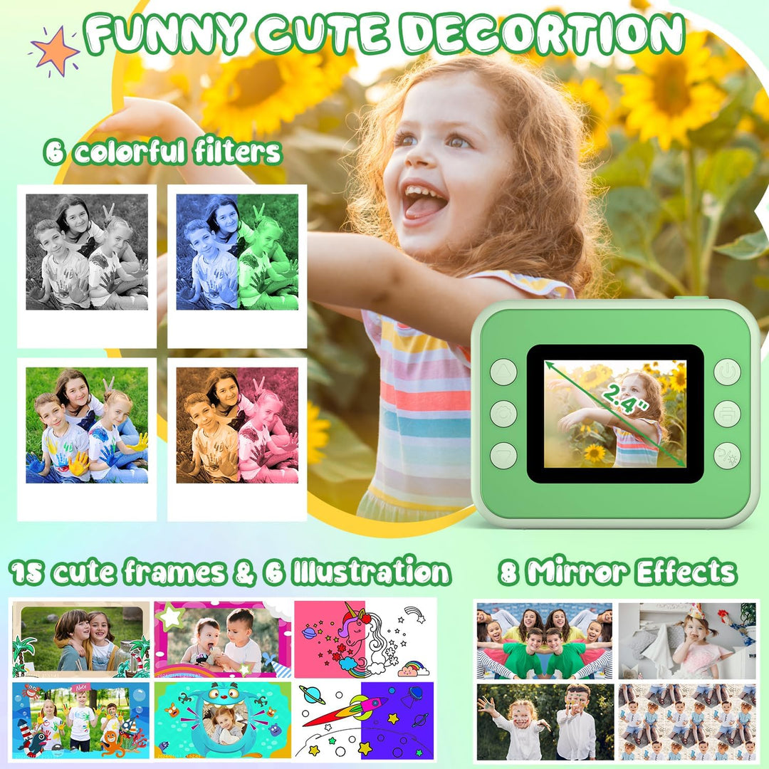 Cámara para niños con impresión instantánea, regalos de Navidad y c...