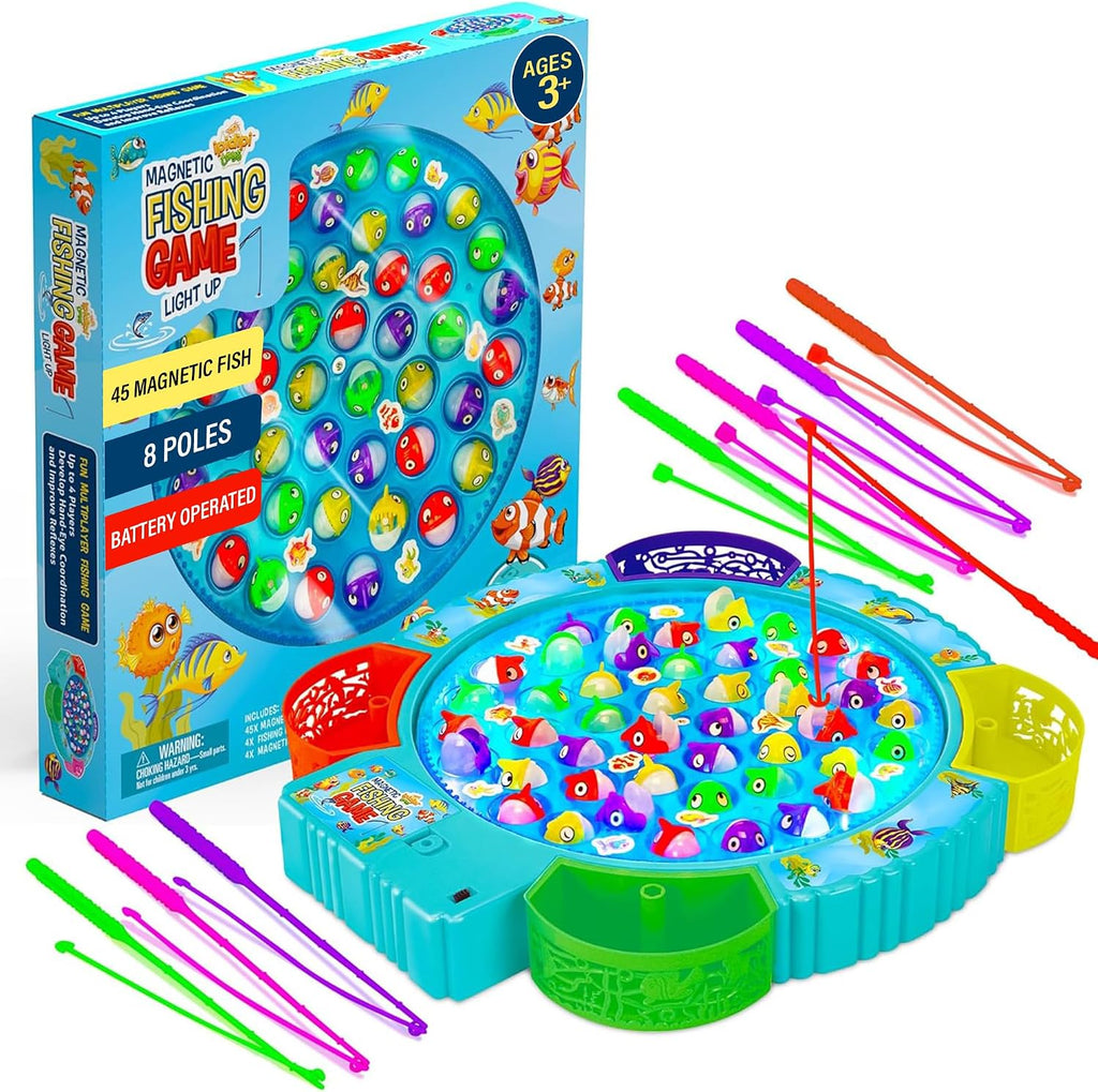 IPIDIPI TOYS Juego de pesca para niños, 45 peces y 8 bastones - Juguete