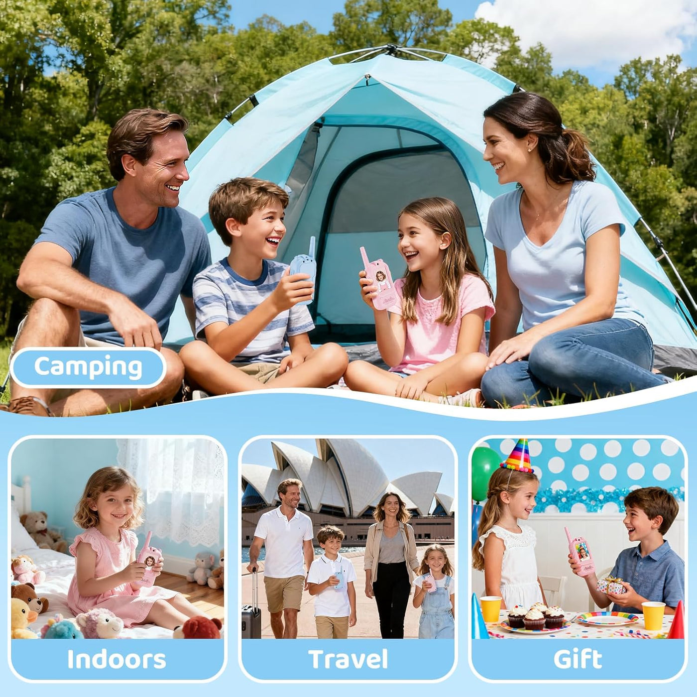 Walkie Talkies de video para niños paquete de 2 walkie