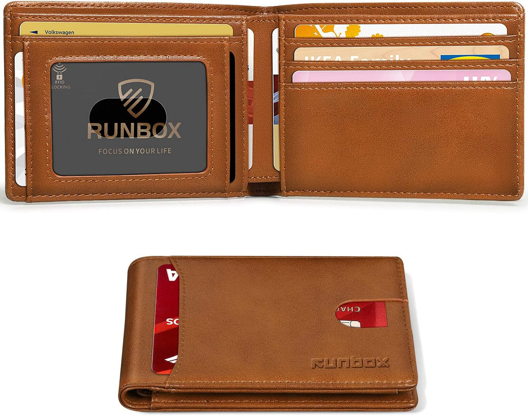 RUNBOX Cartera delgada para hombre, 11 ranuras para tarjetas de cré...
