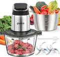 Ganiza - Procesador de alimentos con cuencos dobles, picadora de alimentos de 2 velocidades y picadora de carne