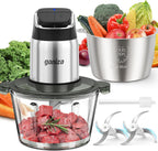 Ganiza - Procesador de alimentos con cuencos dobles, picadora de alimentos de 2 velocidades y picadora de carne