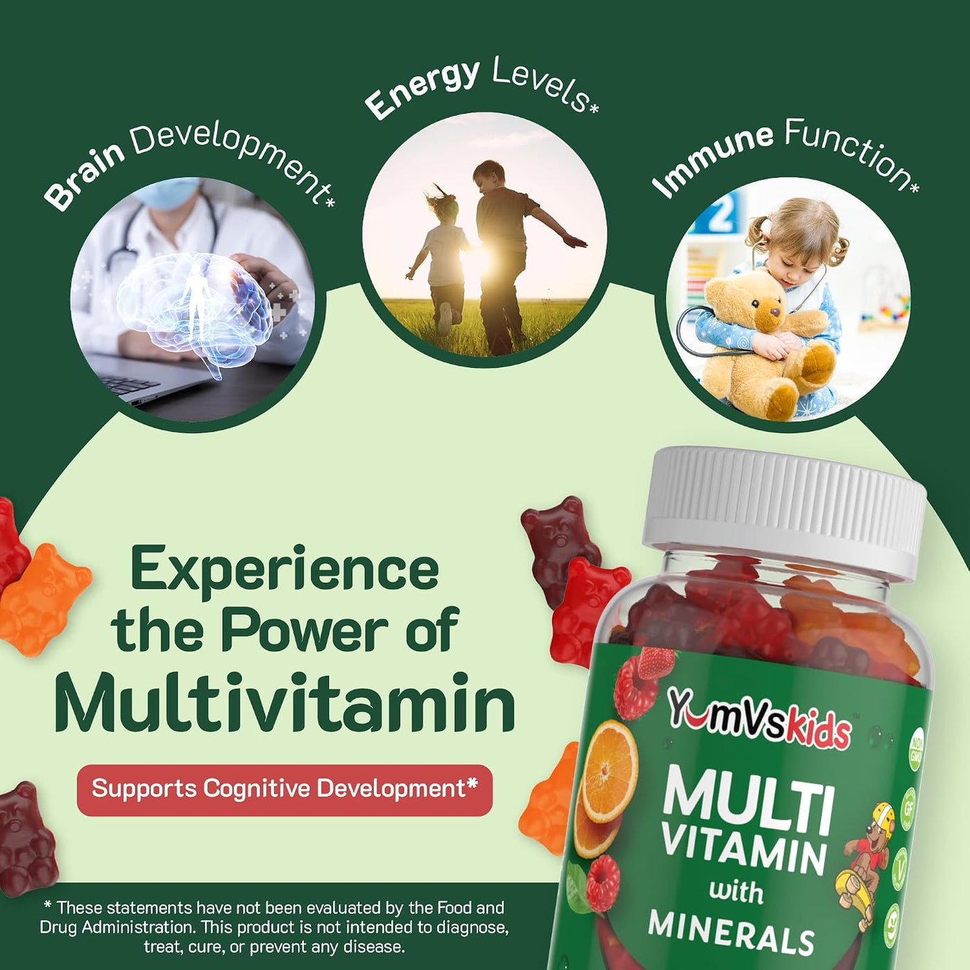 YumVs Kids - Gomitas multivitamínicas masticables con sabor a fruta...