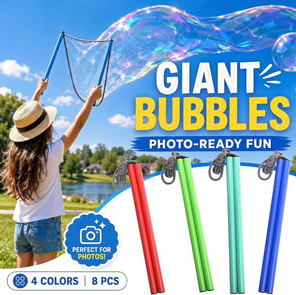 8 varitas de burbujas gigantes, varitas de burbujas grandes, fabricante de burbujas gigante, varita de burbujas grande, fabricante de burbujas grande para adultos, regalos de fiesta, solución de burbujas no incluida