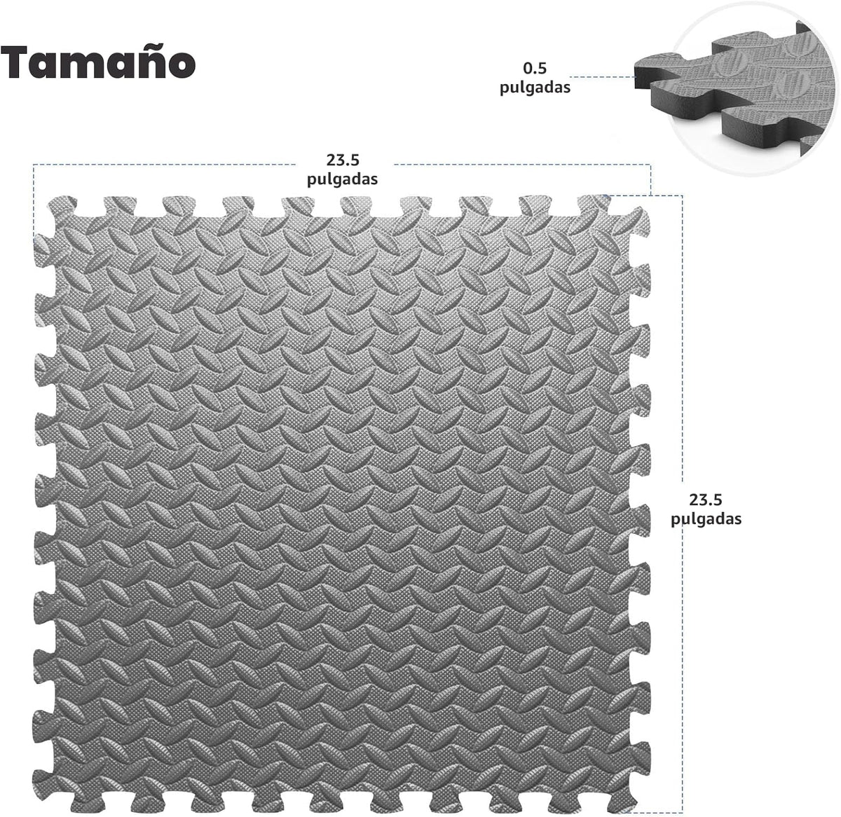 Paquete de 12 tapetes de gimnasio en casa de 48 pies cuadrados, tapetes de ejercicio de rompecabezas, azulejos de espuma EVA entrelazados para equipos de entrenamiento en casa y áreas de juego para niños, gris, 24 x 24 pulgadas x ½ pulgadas, 12 azulejos (