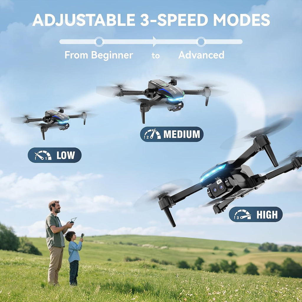 Drone con cámaras duales 1080P FHD, WiFi FPV, menos de 8.78 oz