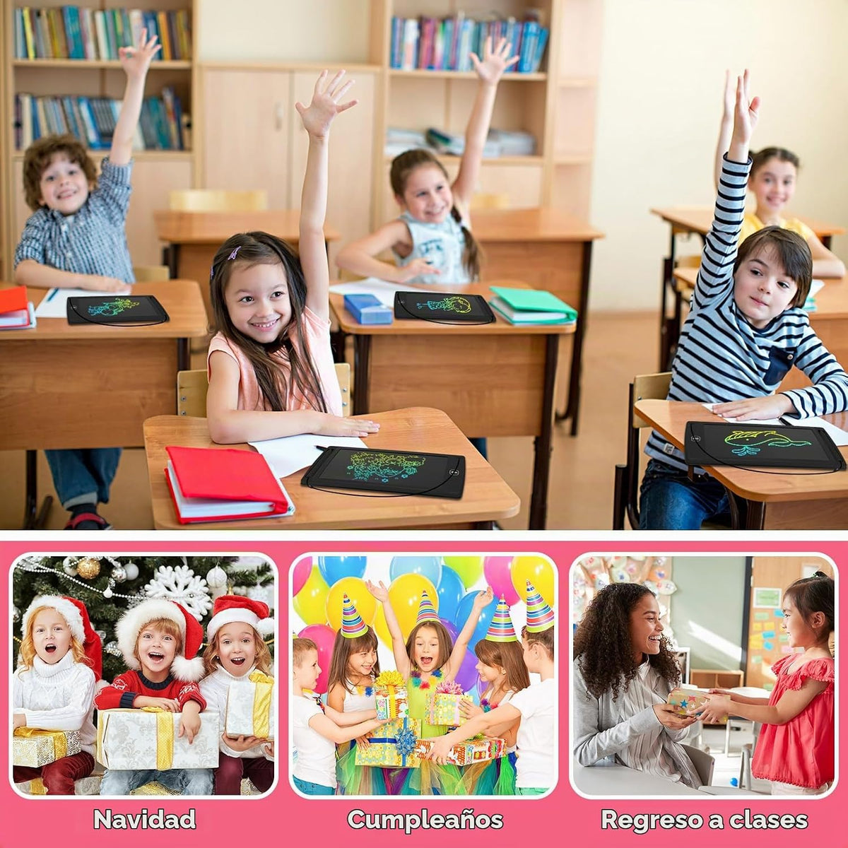 Zhehao Tableta de escritura LCD de 32 piezas para niños 8.5 "borrable