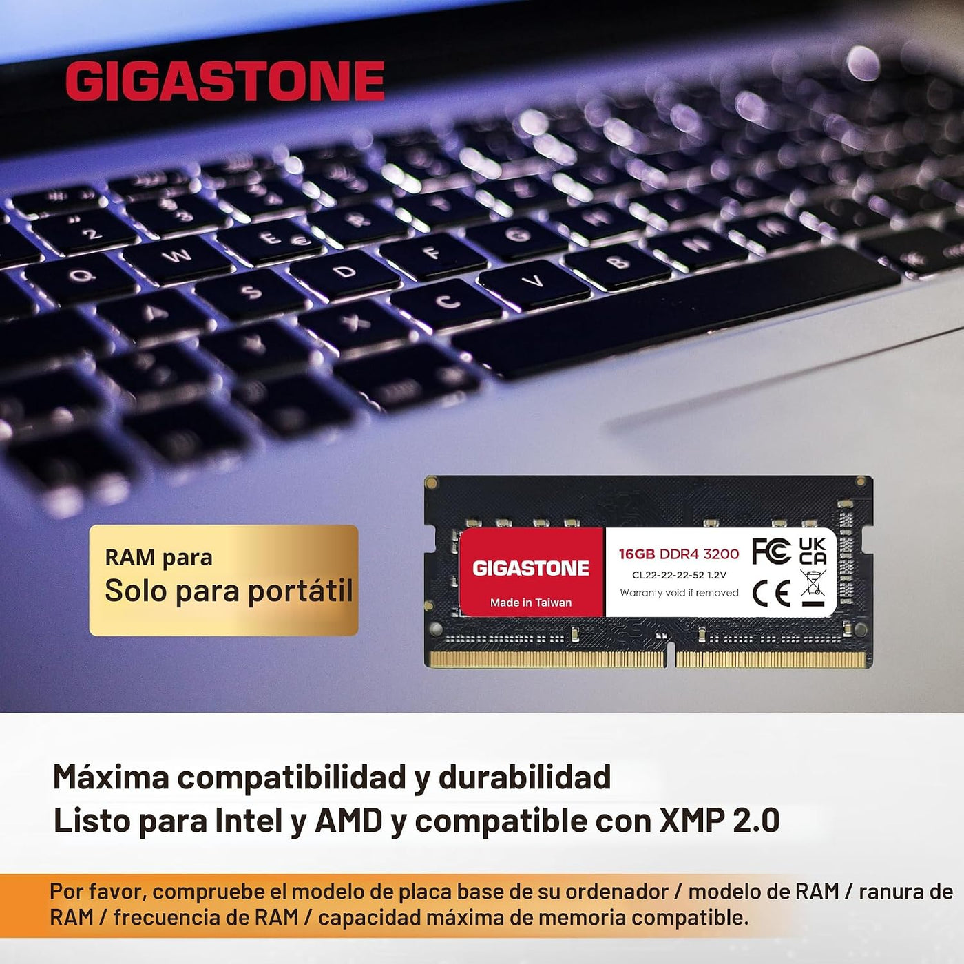【Portátil DDR4 RAM solamente】GIGASTONE Kit de 32 GB (2 x 16 GB) DDR...