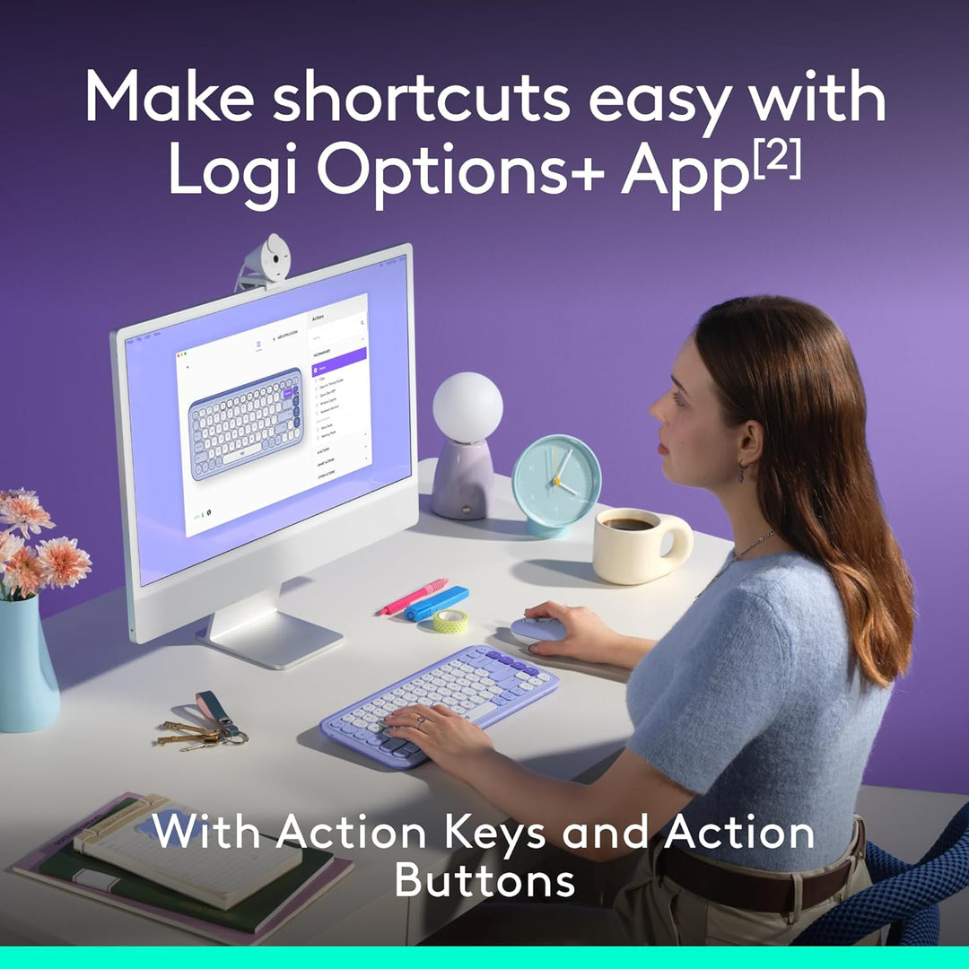 Logitech Combo POP ICON, combo de teclado y mouse Bluetooth, escrit...
