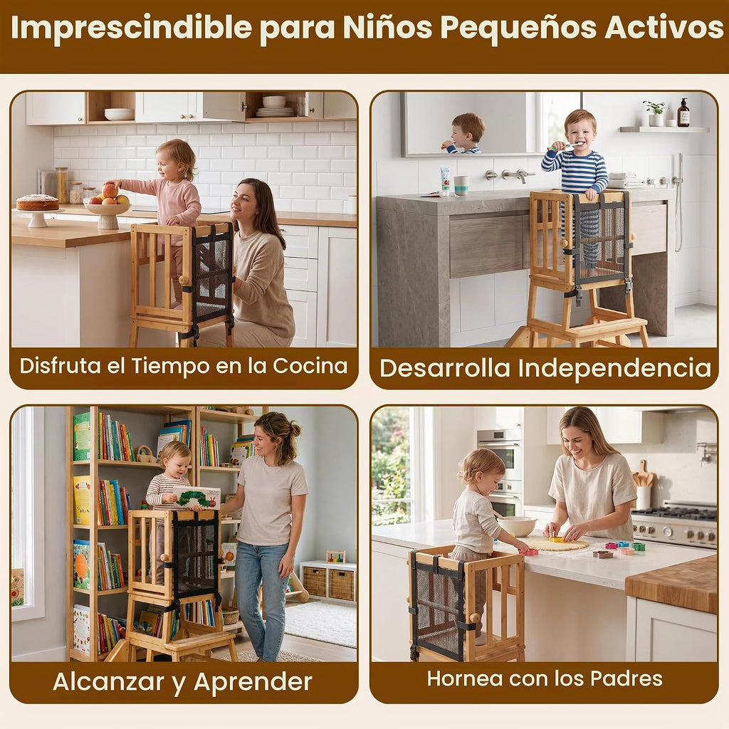 COSYLAND Taburete de cocina de madera para niños pequeños