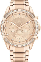 Tommy Hilfiger Reloj deportivo de acero inoxidable para mujer con bisel de cristal, esfera texturizada y pulsera de eslabones - Regalo elegante para ella